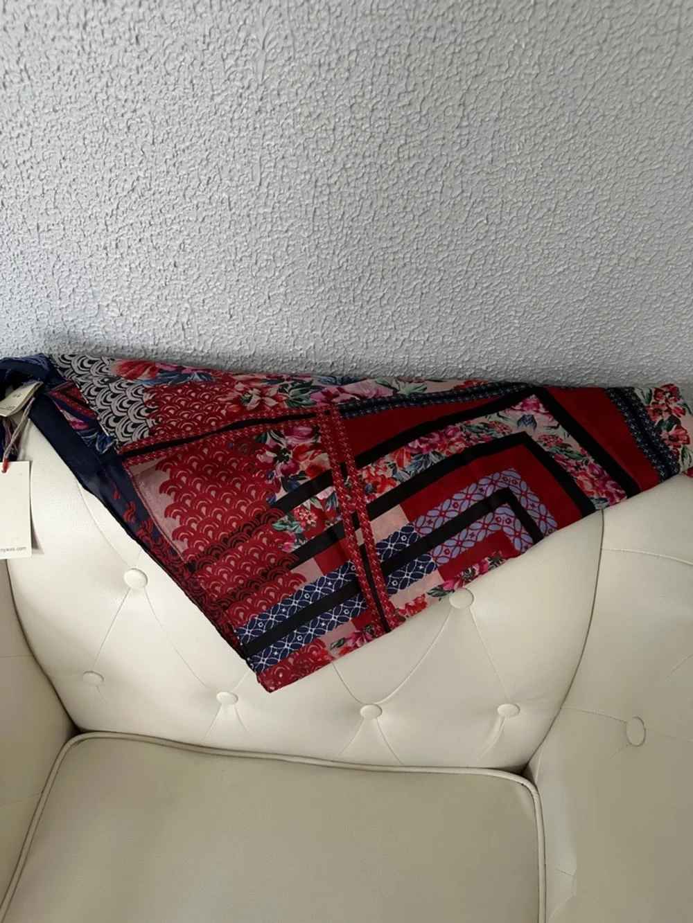 Johnny Was Pink Red Floral Silk Scarf
